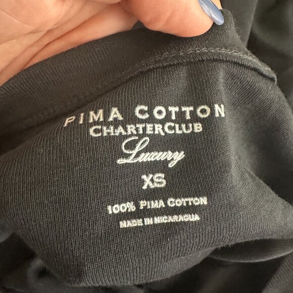 2/$24 Charter Club Luxury Pima Cotton Short Sleeve Tee Black XS #A0270 TRB2 - Picture 5 of 6